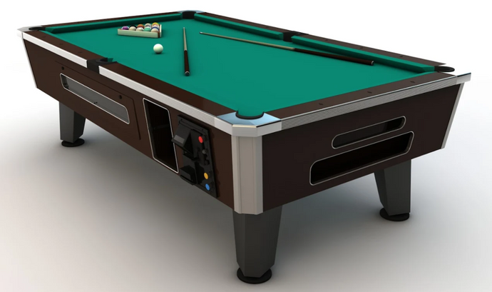 8ft Pool Table with Cherry Finish, Metal Edge Protection, and Automatic Ball Retrieval